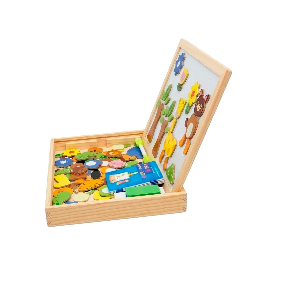 TABLERO INFANTIL CON PIZARRA DE ANIMALES COLOR MULTICOLOR DIDACTICO YREGALO STICKER - 3