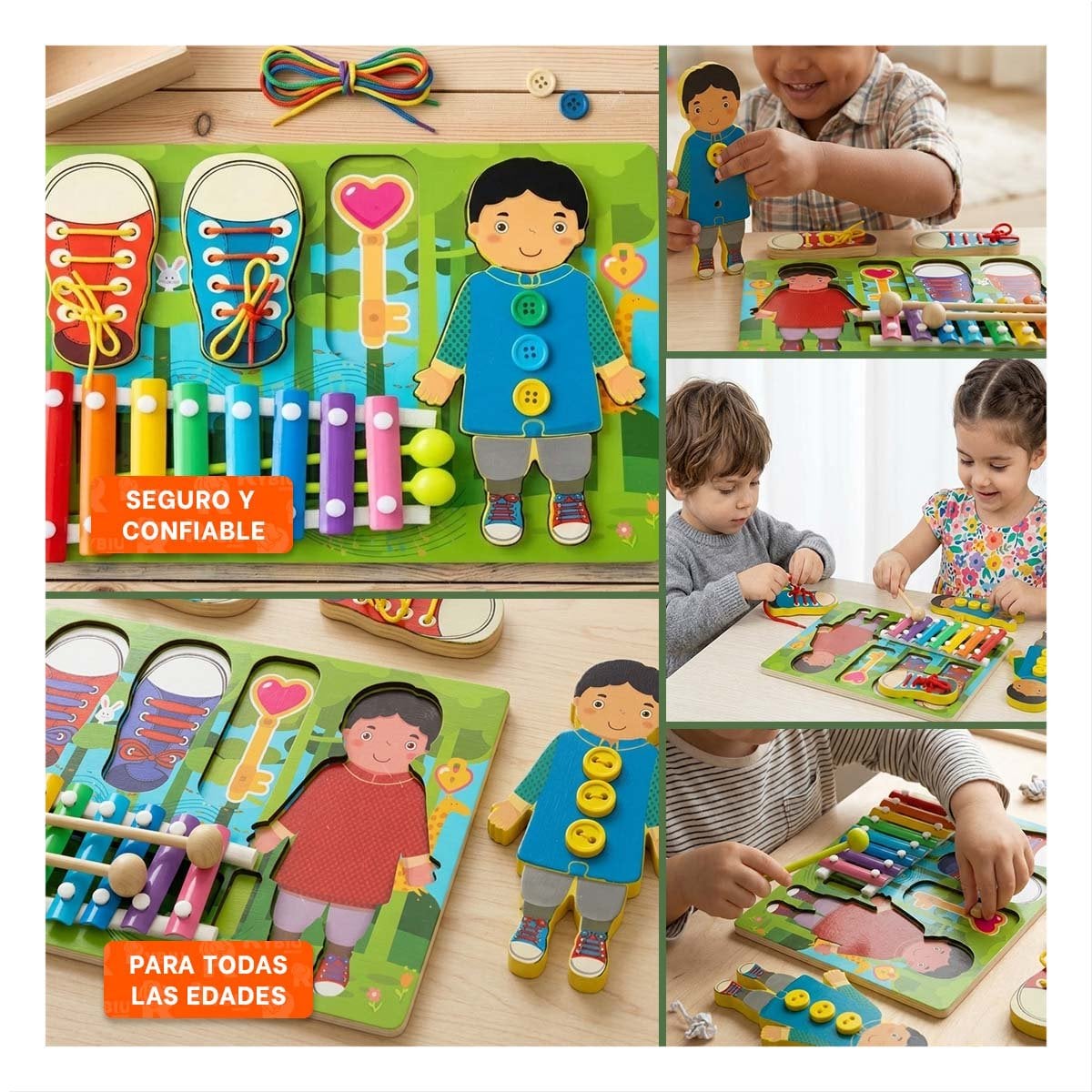 PACK4 JUEGO DE PASADORES Y XILOFONO COLOR MULTICOLOR PARA ACTIVIDAD EDUCATIVA YREGALO STICKER - 2