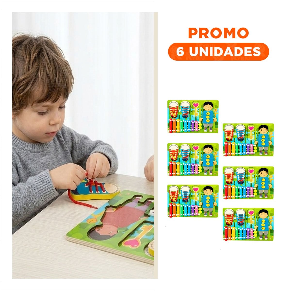 PACK6 JUEGO INFANTIL CON XILOFONO Y PASADORES COLOR MULTICOLOR RECREATIVO - 1
