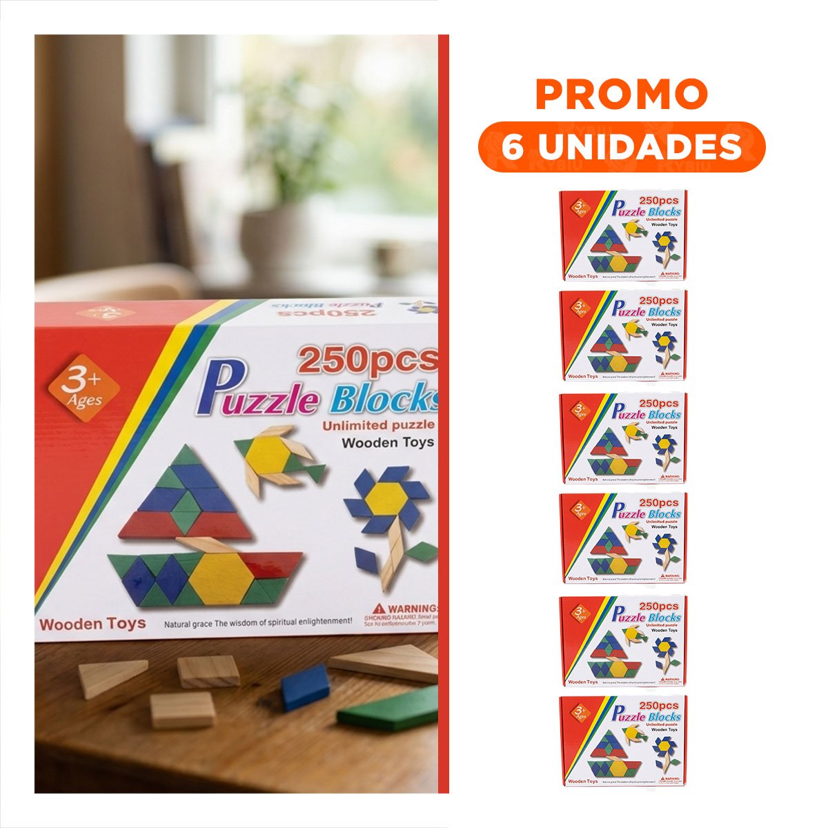 PACK6 JUEGO COLOR MULTICOLOR MOSAICO 250 PIEZASA PARA USO RECREATIVO INFANTIL - 1