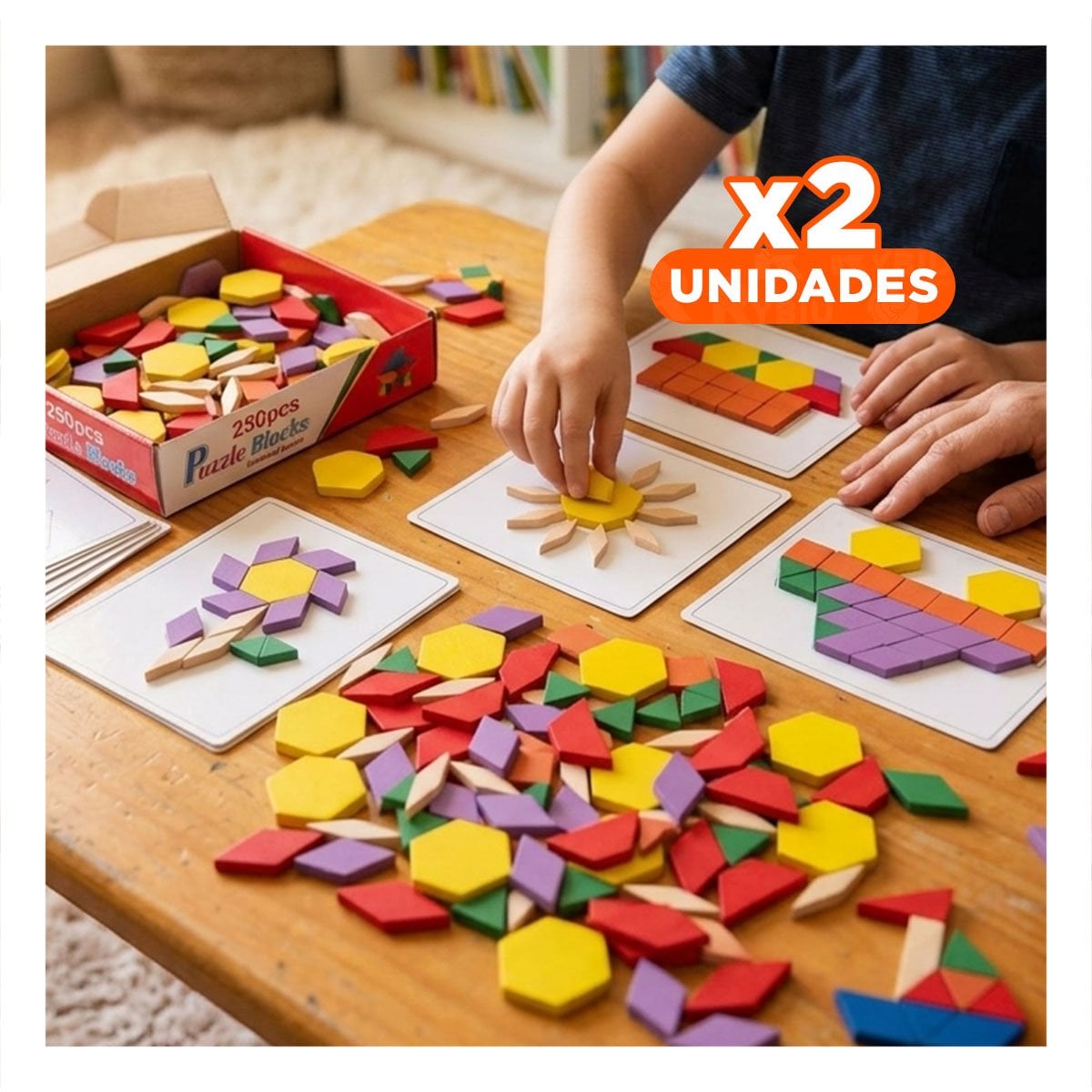 PACK2 ROMPECABEZA MULTICOLOR DE MOSAICO 250 PIEZASA PARA ACTIVIDAD RECREATIVA YREGALO STICKER - 1