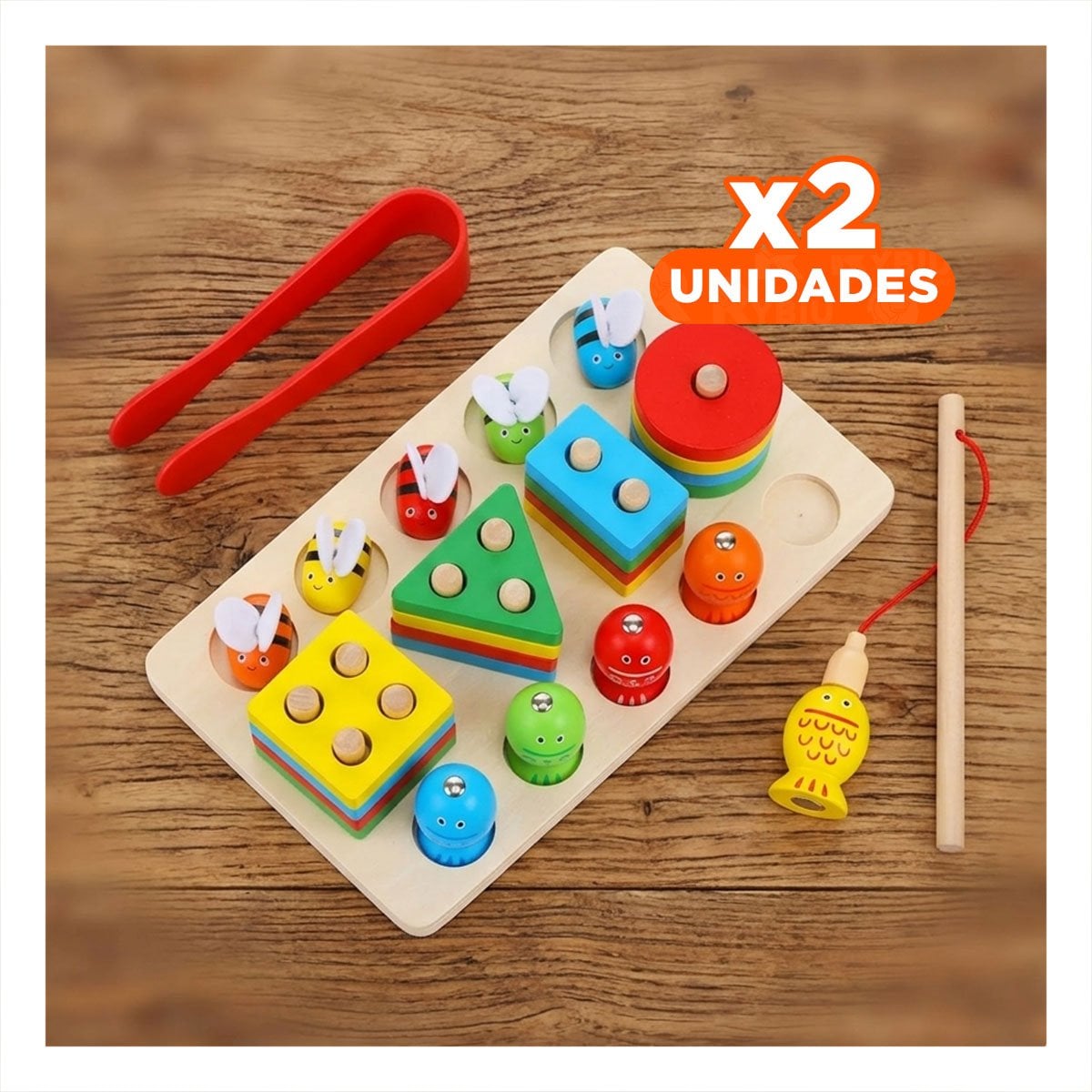 PACK2 ENCAJE DE FIGURAS CON PECES IMANTADOS Y ABEJAS PINZA COLOR MULTICOLOR YREGALO STICKER - 1
