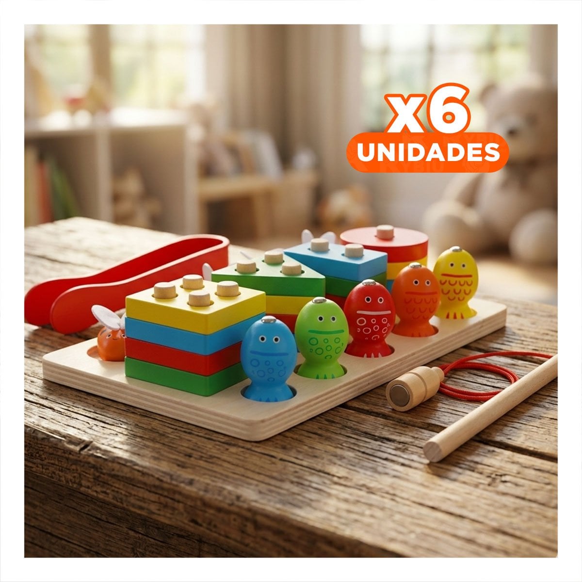 PACK6 JUEGO COLOR MULTICOLOR CON 4 FIGURAS 5 PECES IMANTADOS Y 5 ABEJAS PINZA YREGALO STICKER - 1