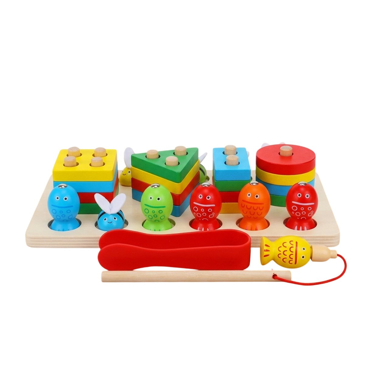 PACK6 JUEGO COLOR MULTICOLOR CON 4 FIGURAS 5 PECES IMANTADOS Y 5 ABEJAS PINZA YREGALO STICKER - 2