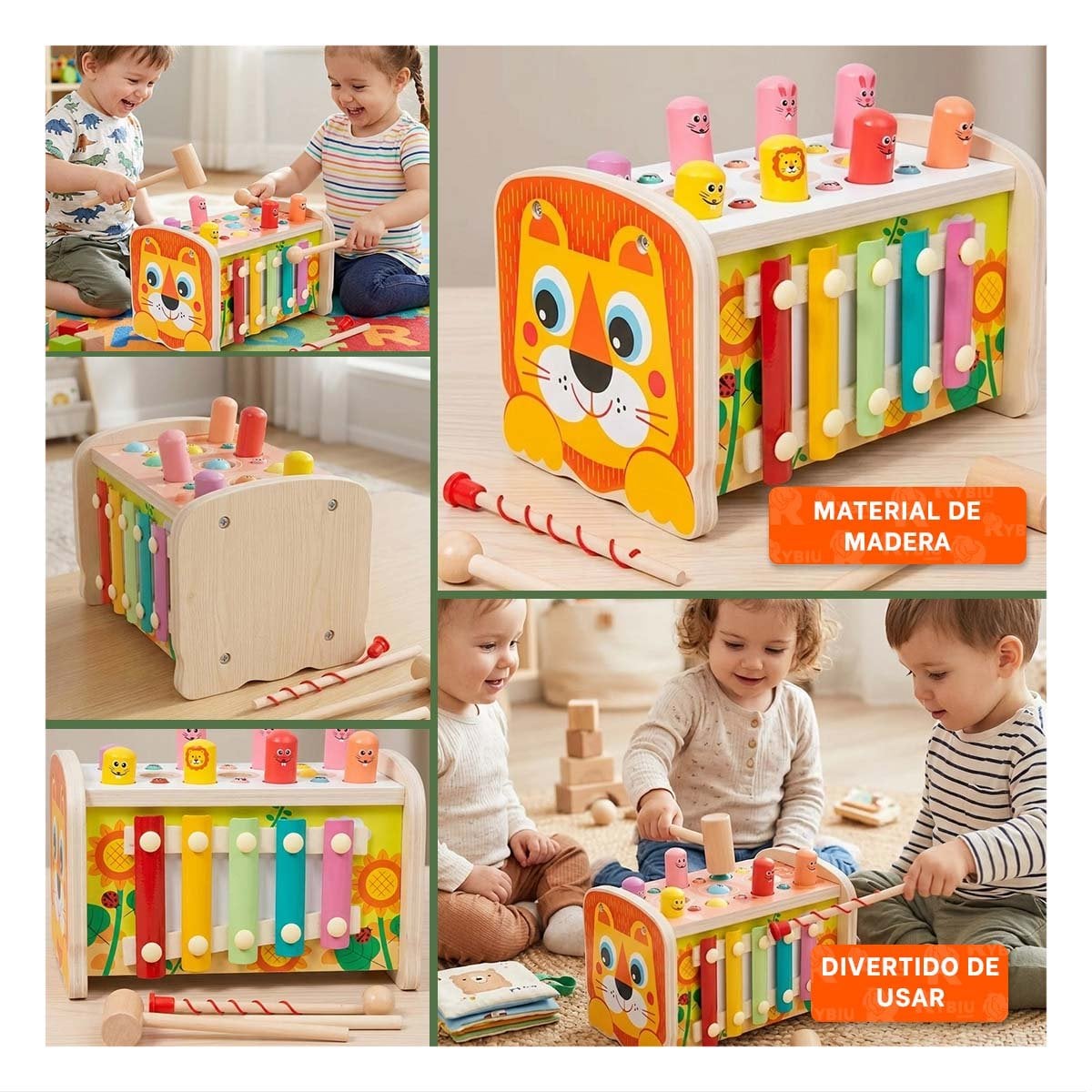 CENTRO DE ACTIVIDAD 4 EN 1 CON ENGRANAJE MARTILLO XILOFONO Y PESCA MULTICOLOR YSTICKY - 1