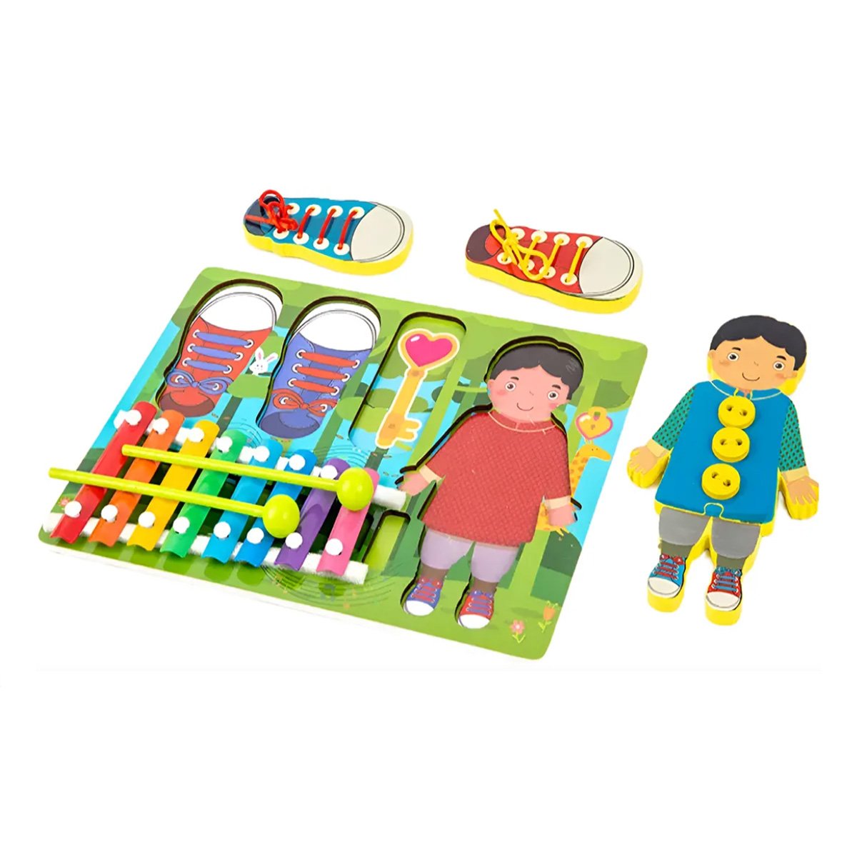 PANEL DE XILOFONO COLOR MULTICOLOR CON PASADORES PARA JUEGO EDUCATIVO YPAPEL REGALO - 1