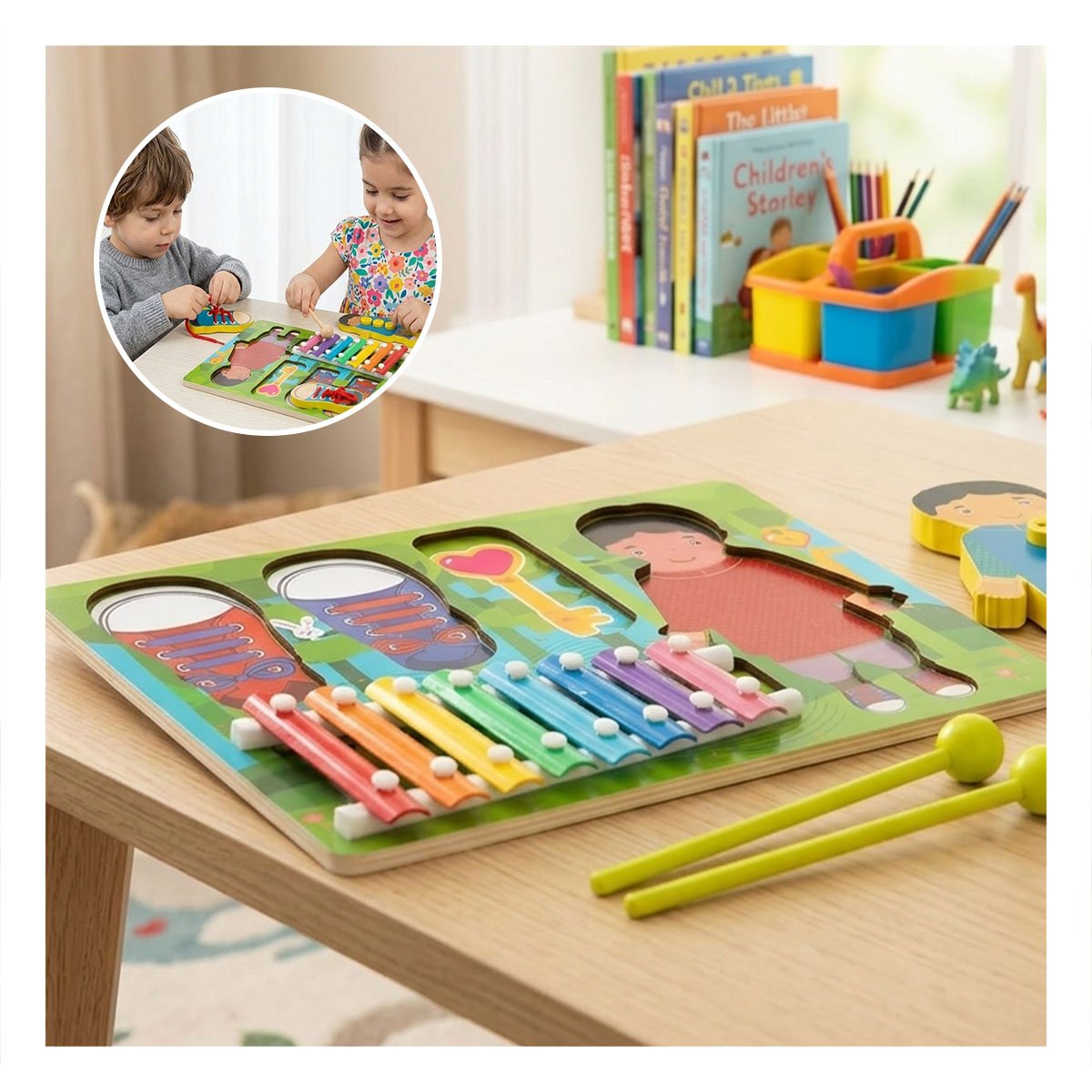 PANEL DE XILOFONO COLOR MULTICOLOR CON PASADORES PARA JUEGO EDUCATIVO YPAPEL REGALO - 3