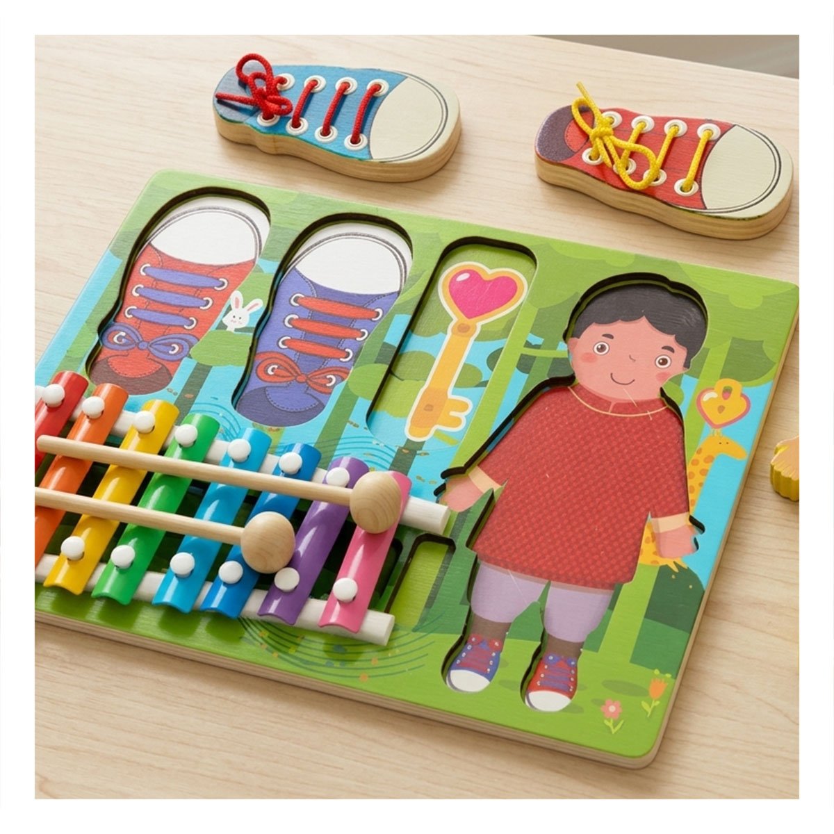 PACK2 TABLERO MULTICOLOR CON XILOFONO Y PASADORES PARA ACTIVIDAD INFANTIL - 5