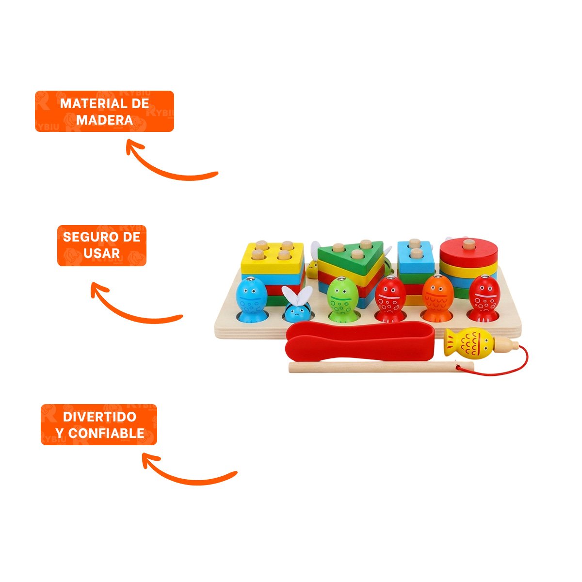 TABLERO DE 4 FIGURAS CON 5 PECES IMANTADOS Y 5 ABEJAS PINZA COLOR MULTICOLOR - 3