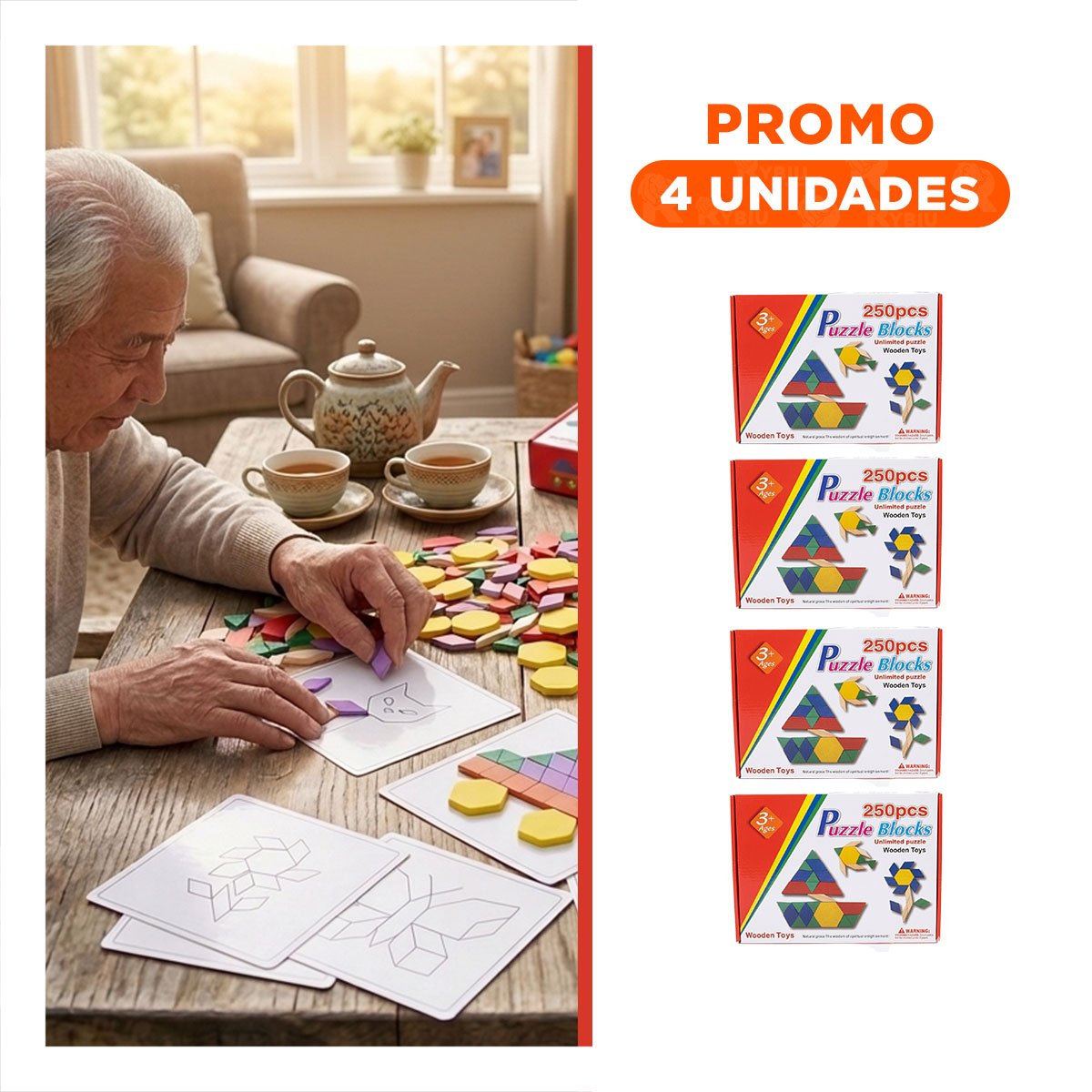 PACK4 PANEL EDUCATIVO MOSAICO 250 PIEZASA COLOR MULTICOLOR RECREATIVO YREGALO STICKER - 1