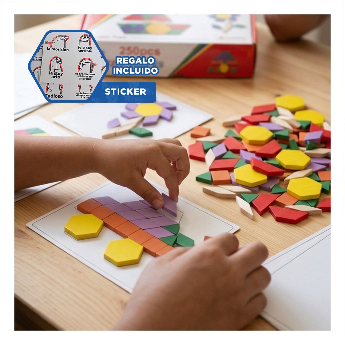 TABLERO MULTICOLOR DE MOSAICO 250 PIEZASA PARA ACTIVIDAD RECREATIVA YREGALO STICKER - 1