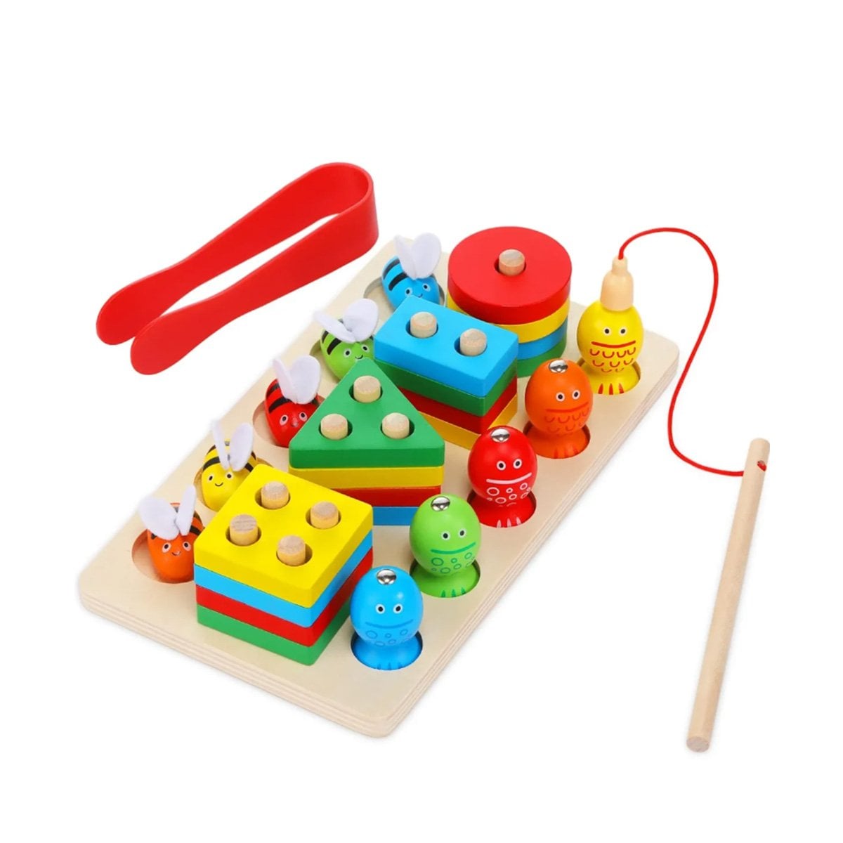 PACK12 JUEGO MULTICOLOR DE 4 FIGURAS CON 5 PECES IMANTADOS Y 5 ABEJAS PINZA YREGALO STICKER - 2