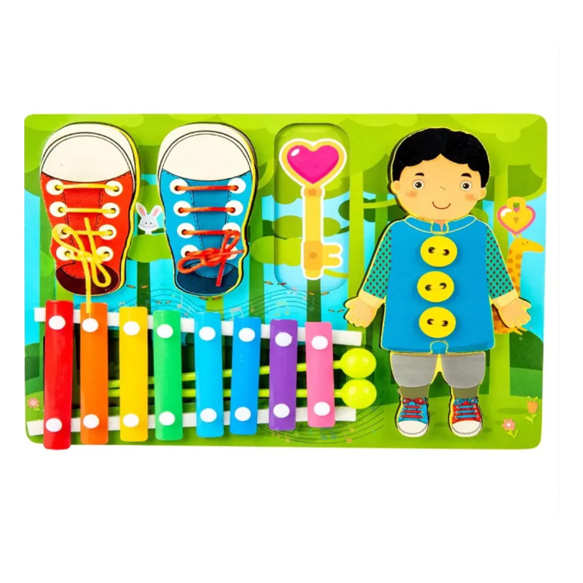 PACK4 TABLERO CREATIVO CON XILOFONO Y PASADORES COLOR MULTICOLOR INFANTIL YPAPEL REGALO - 3