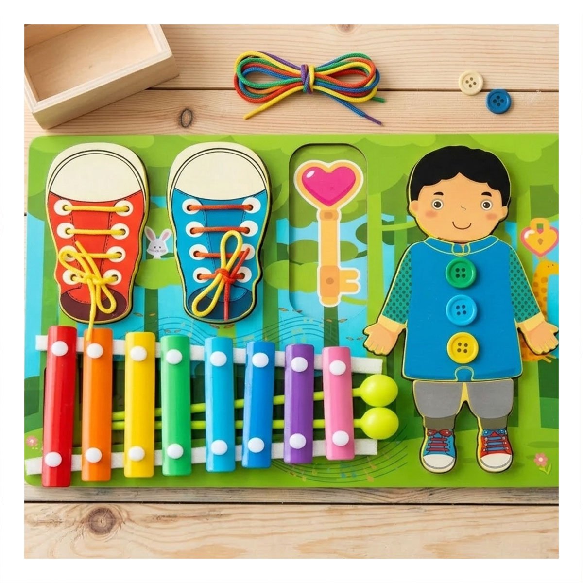 PACK4 TABLERO CREATIVO CON XILOFONO Y PASADORES COLOR MULTICOLOR INFANTIL YPAPEL REGALO - 5
