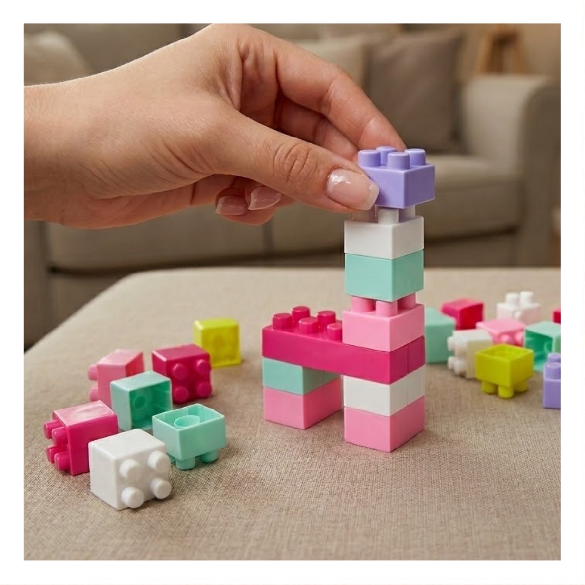 SET DE CONSTRUCCION DIDACTICA 160 PIEZAS CON BOLSA MULTICOLOR ROSADO ESCOLAR Y LIGAS REGALO - 1