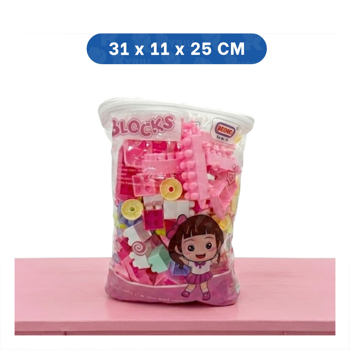 SET DE CONSTRUCCION DIDACTICA 160 PIEZAS CON BOLSA MULTICOLOR ROSADO ESCOLAR Y LIGAS REGALO - 4