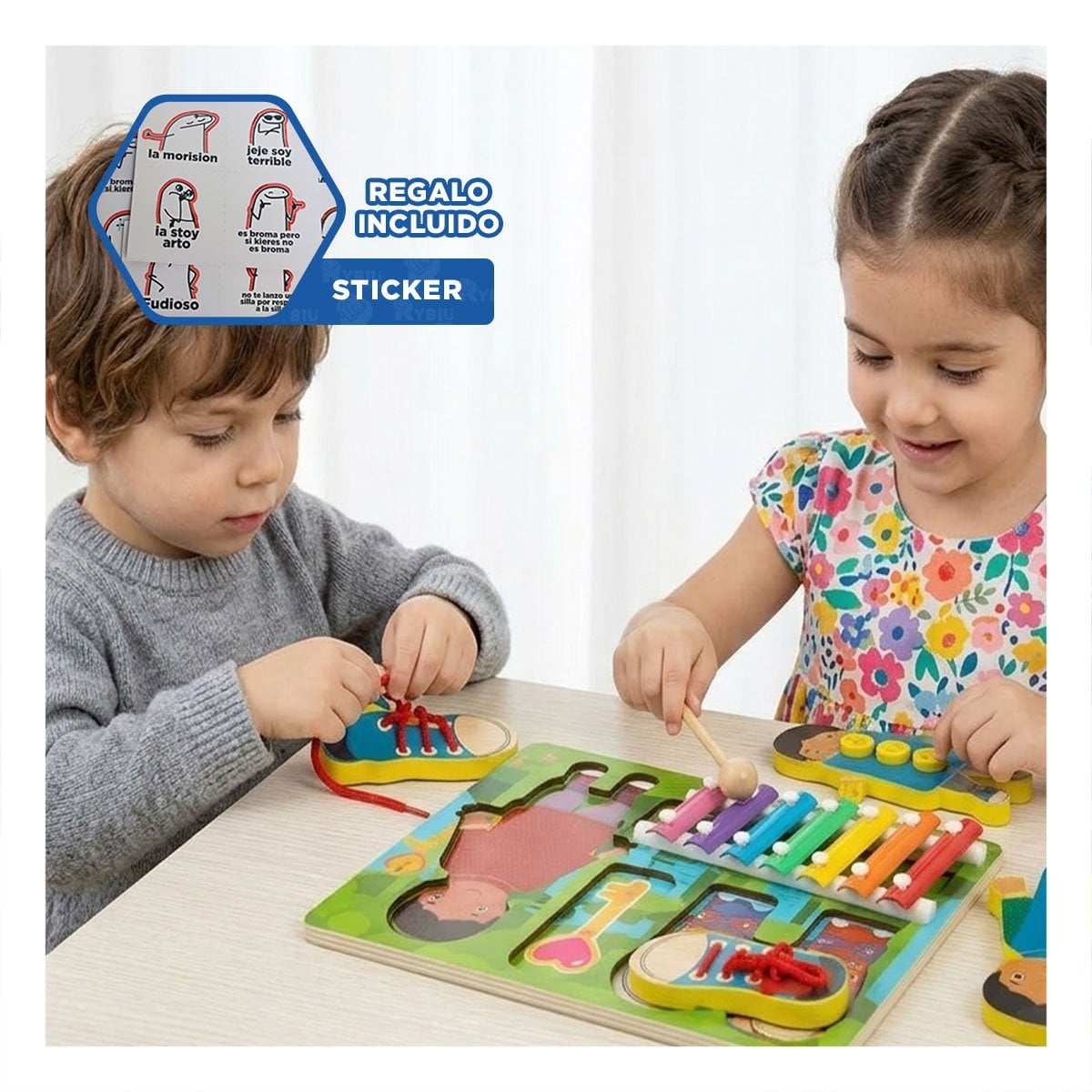 PANEL MULTICOLOR DIDACTICO DE PASADORES Y XILOFONO PARA ACTIVIDAD ESCOLAR YREGALO STICKER - 1