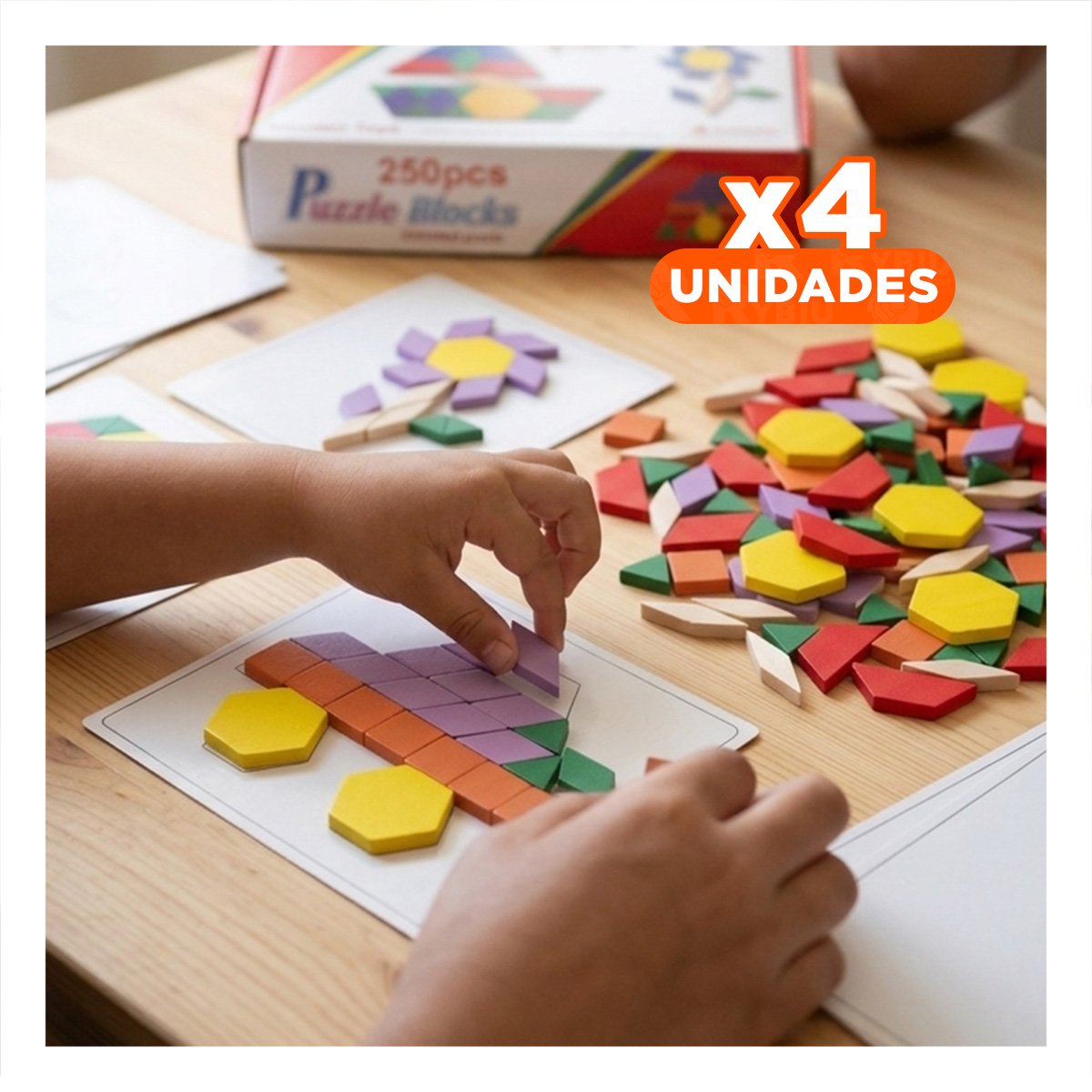 PACK4 PANEL COLOR MULTICOLOR DE 250 PIEZASA MOSAICO PARA APRENDIZAJE ESCOLAR - 1