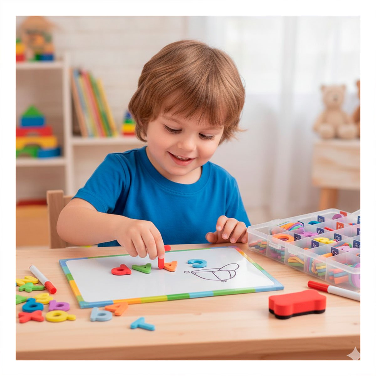 PIZARRA MAGNETICA CON ABECEDARIO Y NUMERACION 253 PZS MULTICOLOR INFANTIL - 1