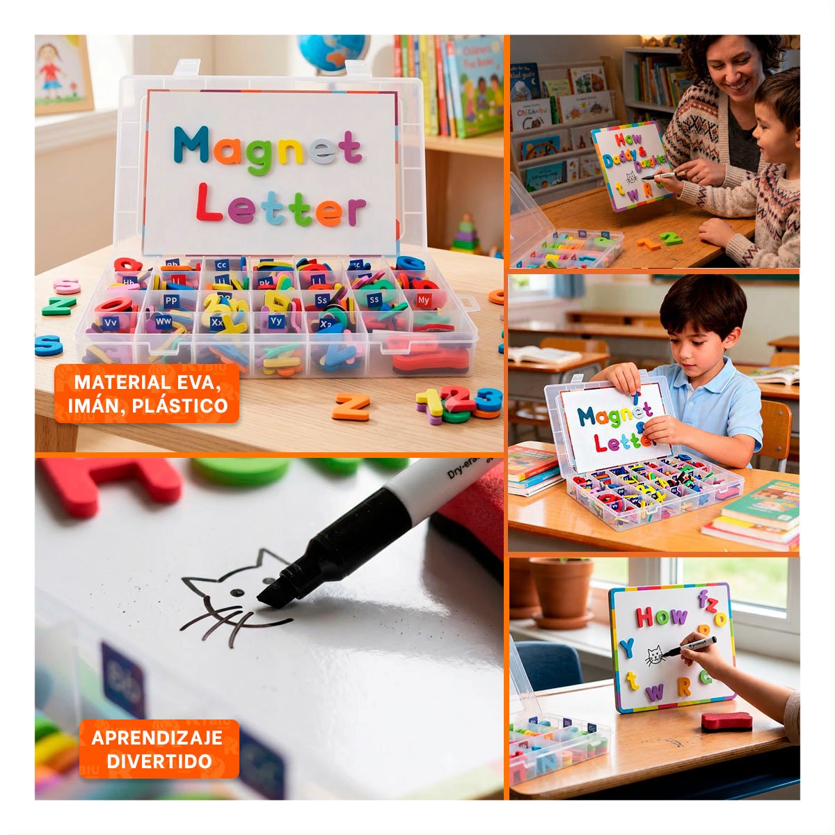 PACK4 PIZARRA DE APOYO PARA LECTURA Y ESCRITURA 253 PZS MULTICOLOR Y+REGALO STICKER - 2