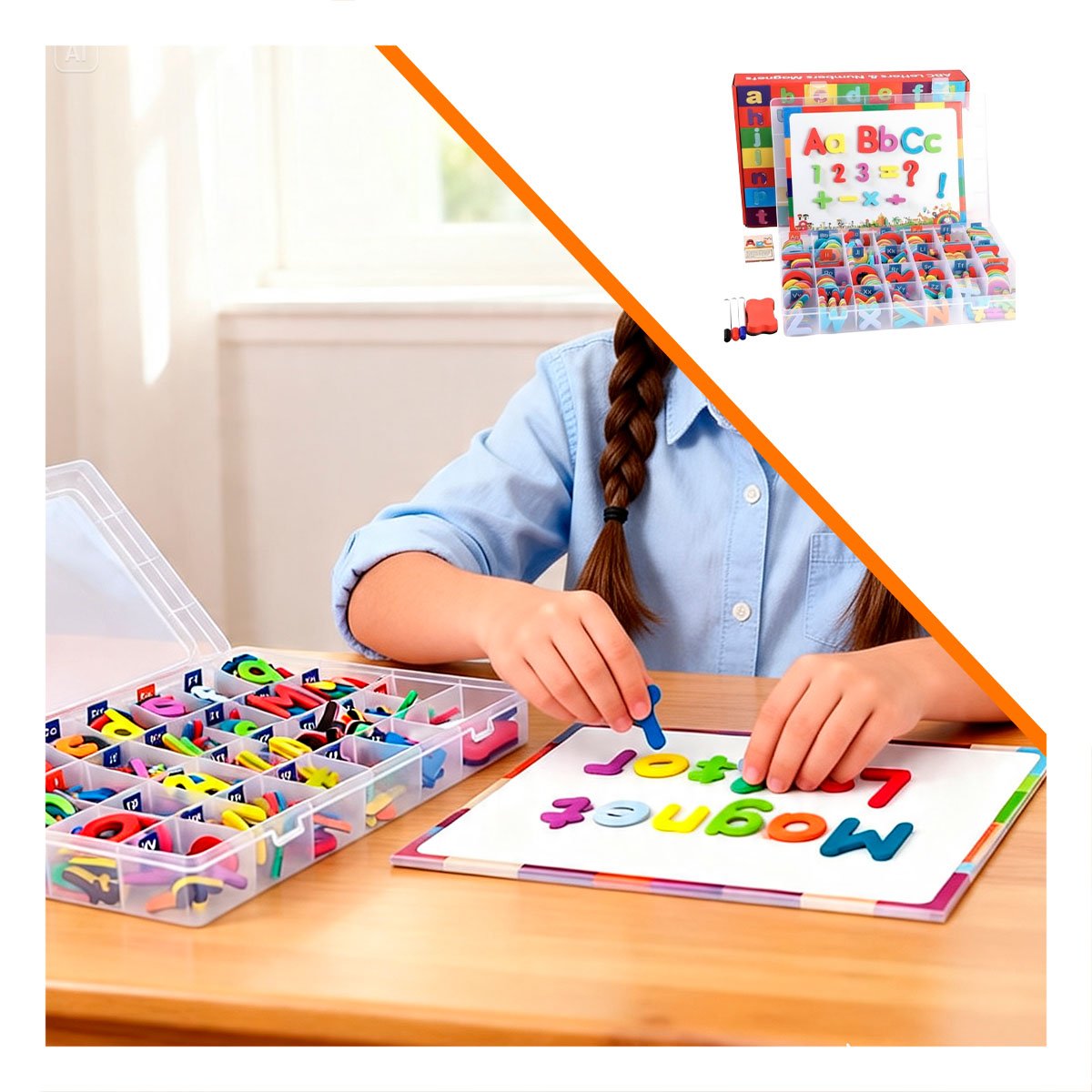PACK6 PIZARRA CON FICHAS MAGNETICAS DE LETRAS Y NUMEROS 253 PZS Y+REGALO STICKER - 2