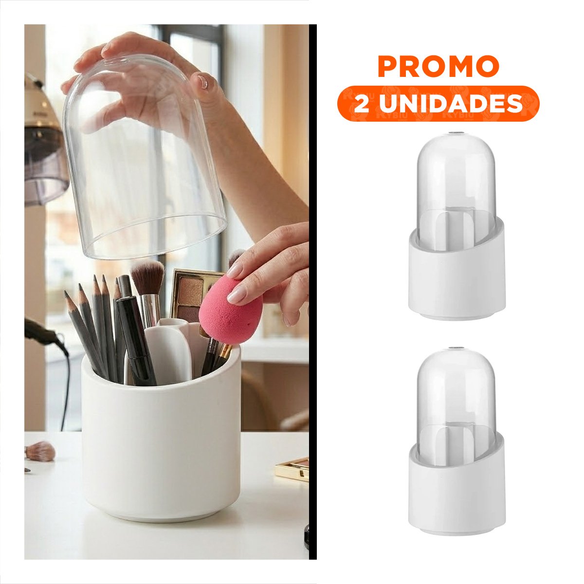 PACK2 ORGANIZADOR GIRATORIO BLANCO DE COSMETICOS PARA TOCADOR Y BELLEZA - 1