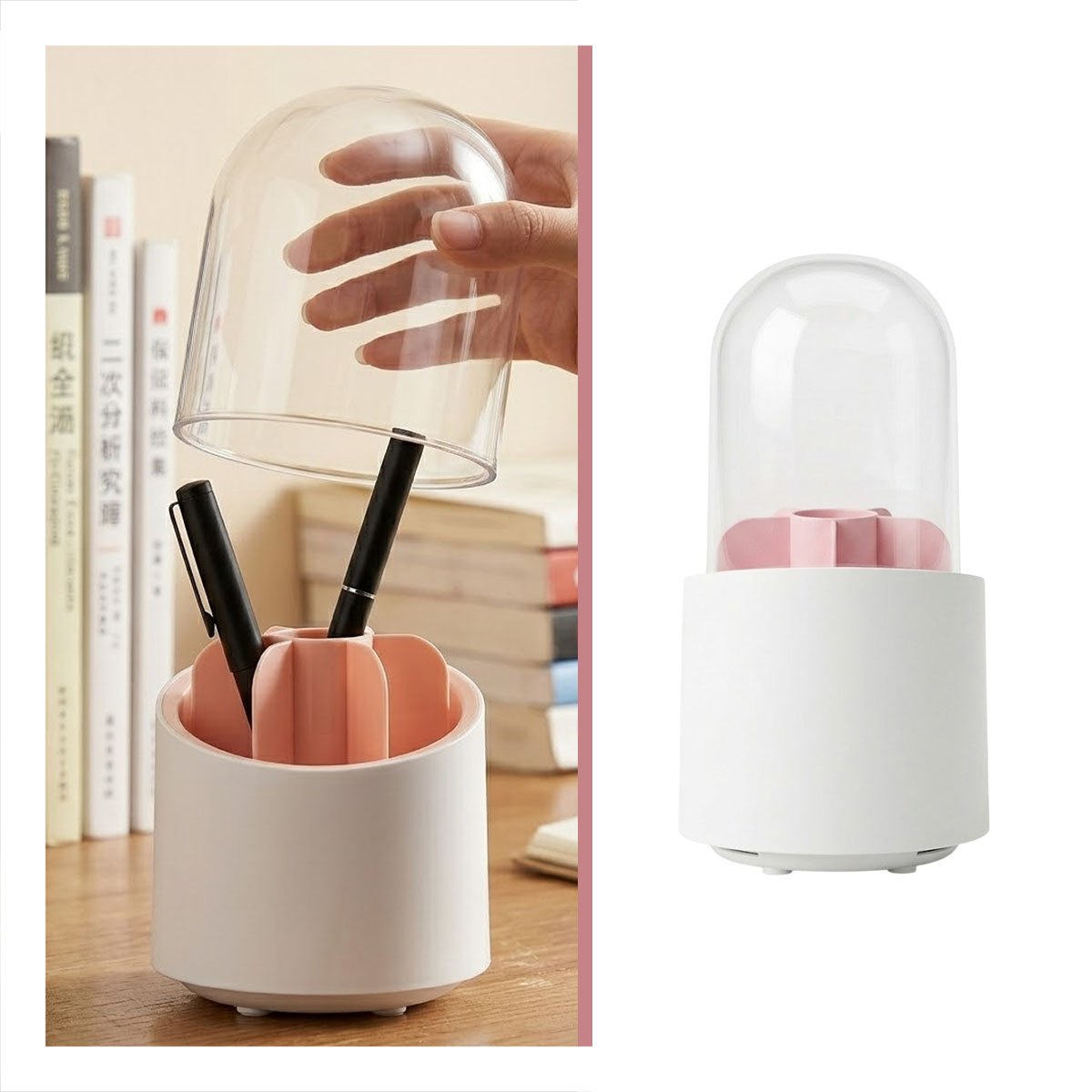 ORGANIZADOR GIRATORIO ROSADO PARA COSMETICOS Y ACCESORIOS DE BELLEZA - 3