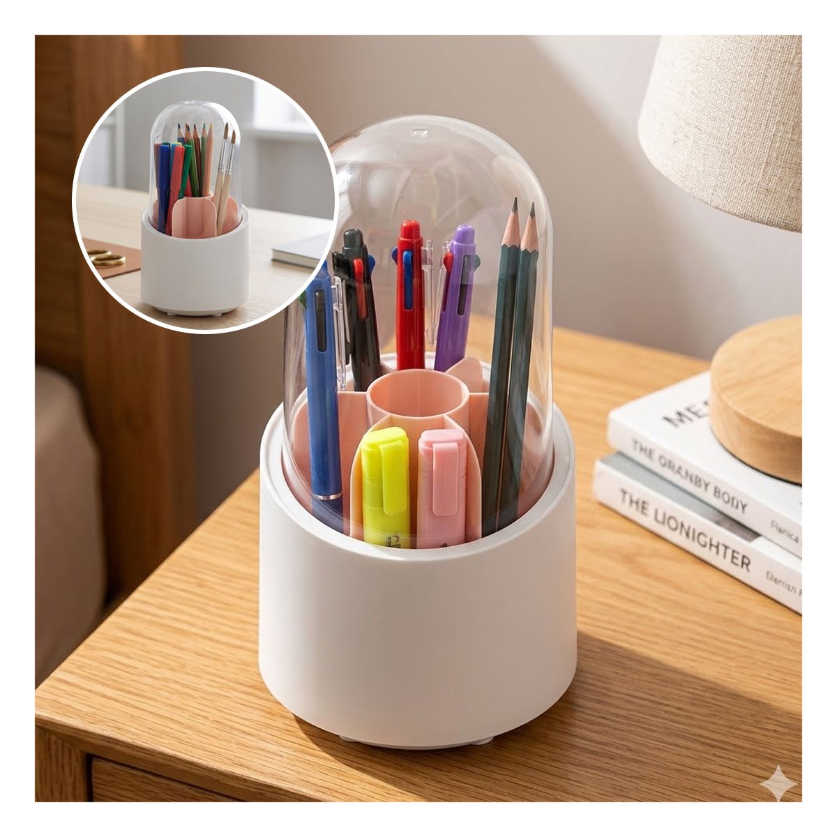 SOPORTE GIRATORIO ROSADO PARA COSMETICOS Y MAQUILLAJE DE USO DIARIO YLIGAS REGALO - 2