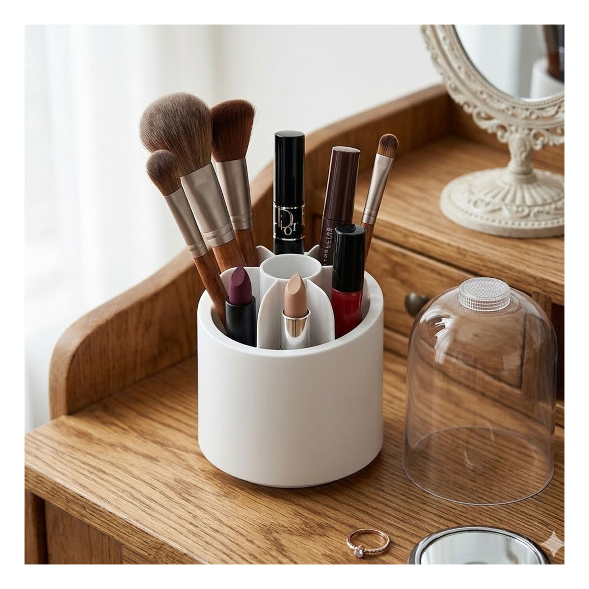 PACK6 PORTA COSMETICOS GIRATORIO BLANCO PARA ACCESORIOS DE BELLEZA DIARIO - 3