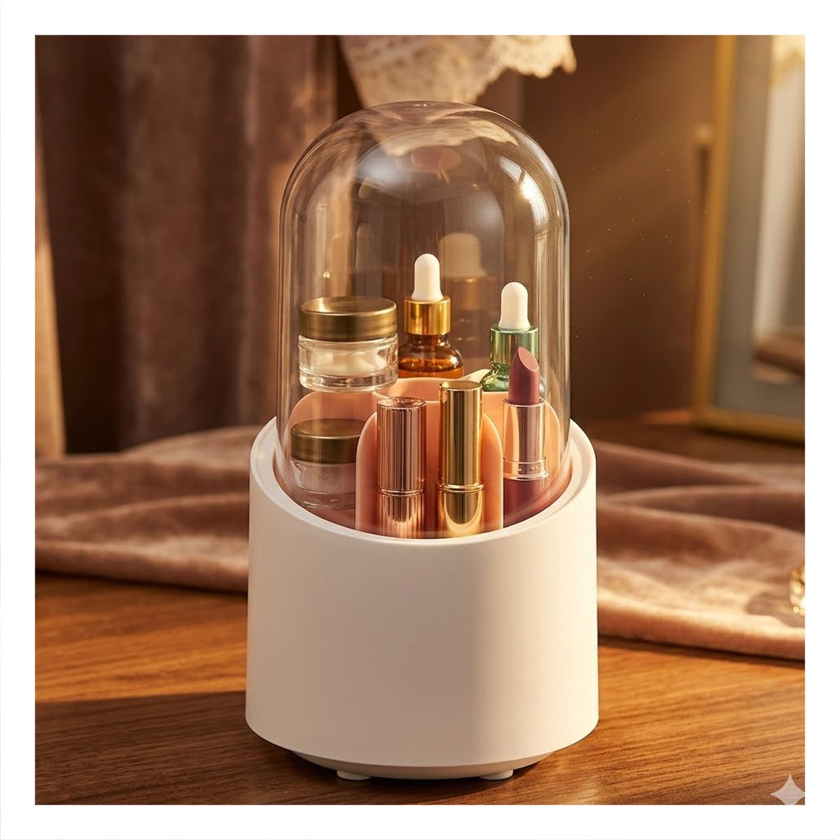 TORRE GIRATORIA ROSADA PARA ORGANIZAR MAQUILLAJE Y ACCESORIOS DE BELLEZA YREGALO STICKER - 2