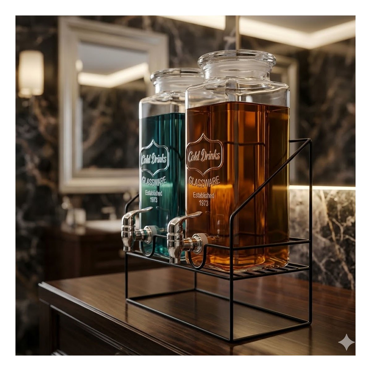 CONTENEDOR DE BEBIDA DOBLE 2,2L TRANSPARENTE CON GRIFO FUNCIONAL - 1