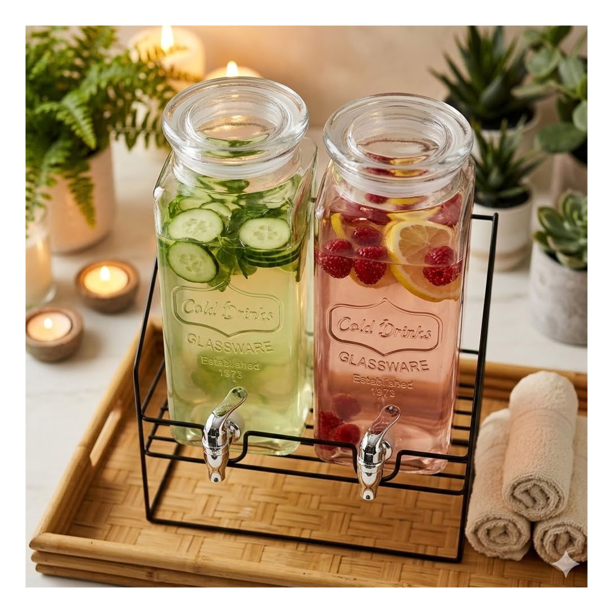 PACK2 JARRA DOBLE BEBIDA 2,2L TRANSPARENTE PARA EVENTOS Y USO DIARIO YPAPEL REGALO - 2