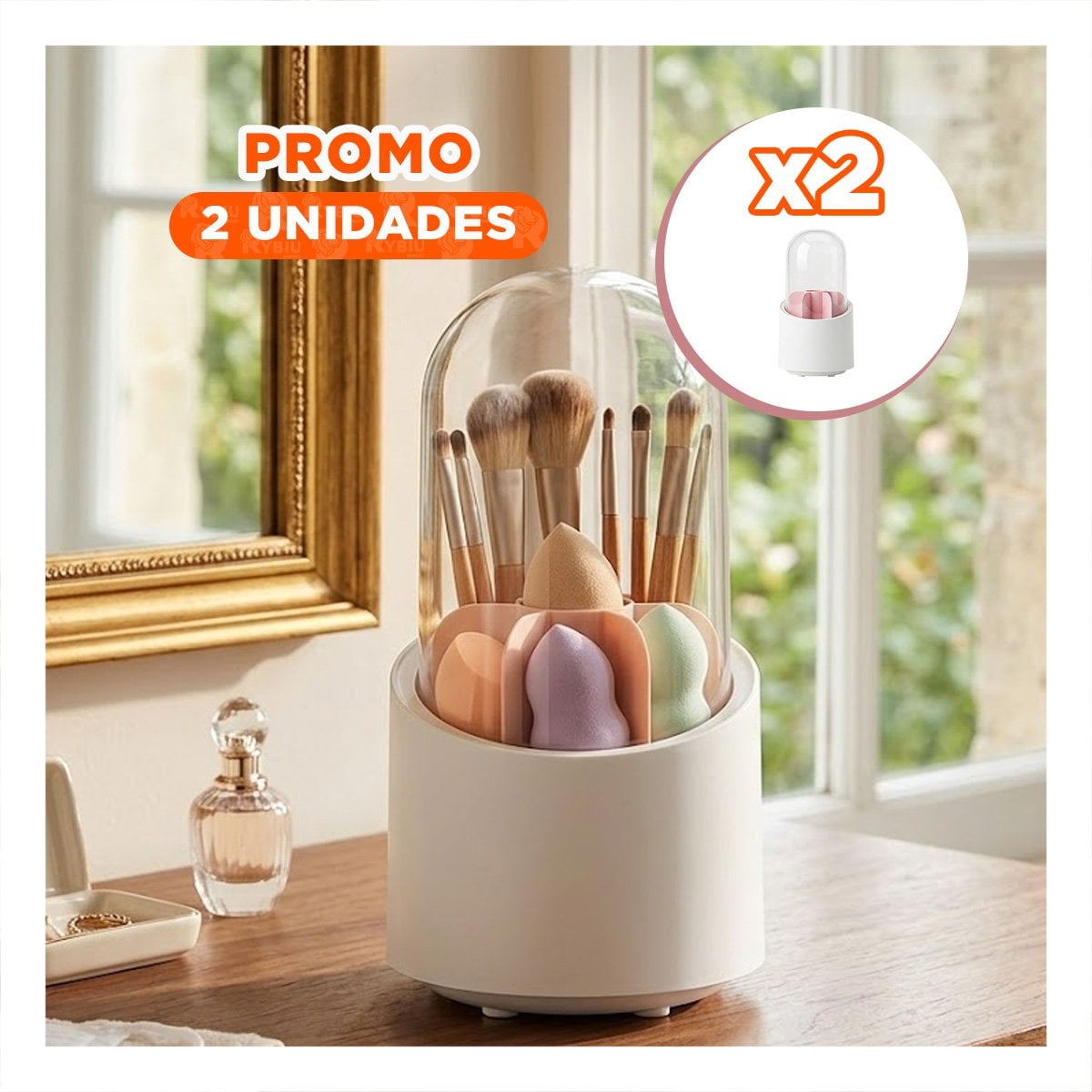 PACK2 BASE GIRATORIA ROSADA PARA MAQUILLAJE Y ACCESORIOS DE TOCADOR YREGALO STICKER - 1