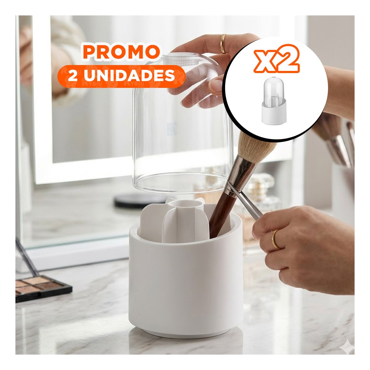 PACK2 TORRE GIRATORIA BLANCA DE COSMETICOS PARA TOCADOR Y BELLEZA DIARIO YREGALO STICKER - 1