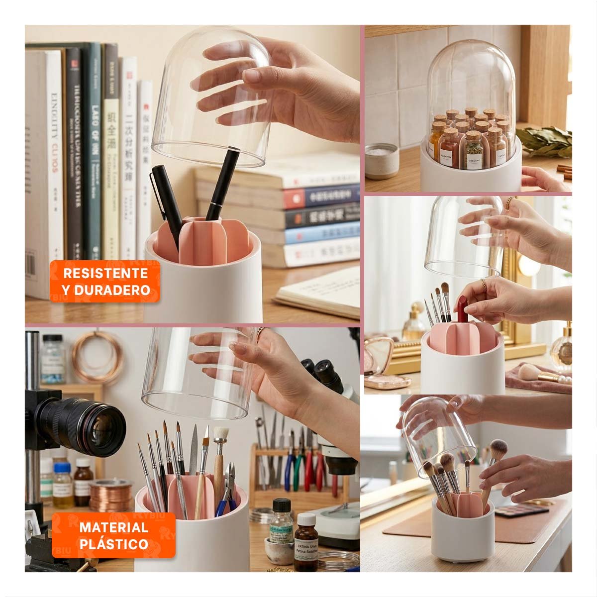 BASE GIRATORIA ROSADA PARA ORGANIZAR COSMETICOS EN TOCADOR DIARIO YSTICKY - 5