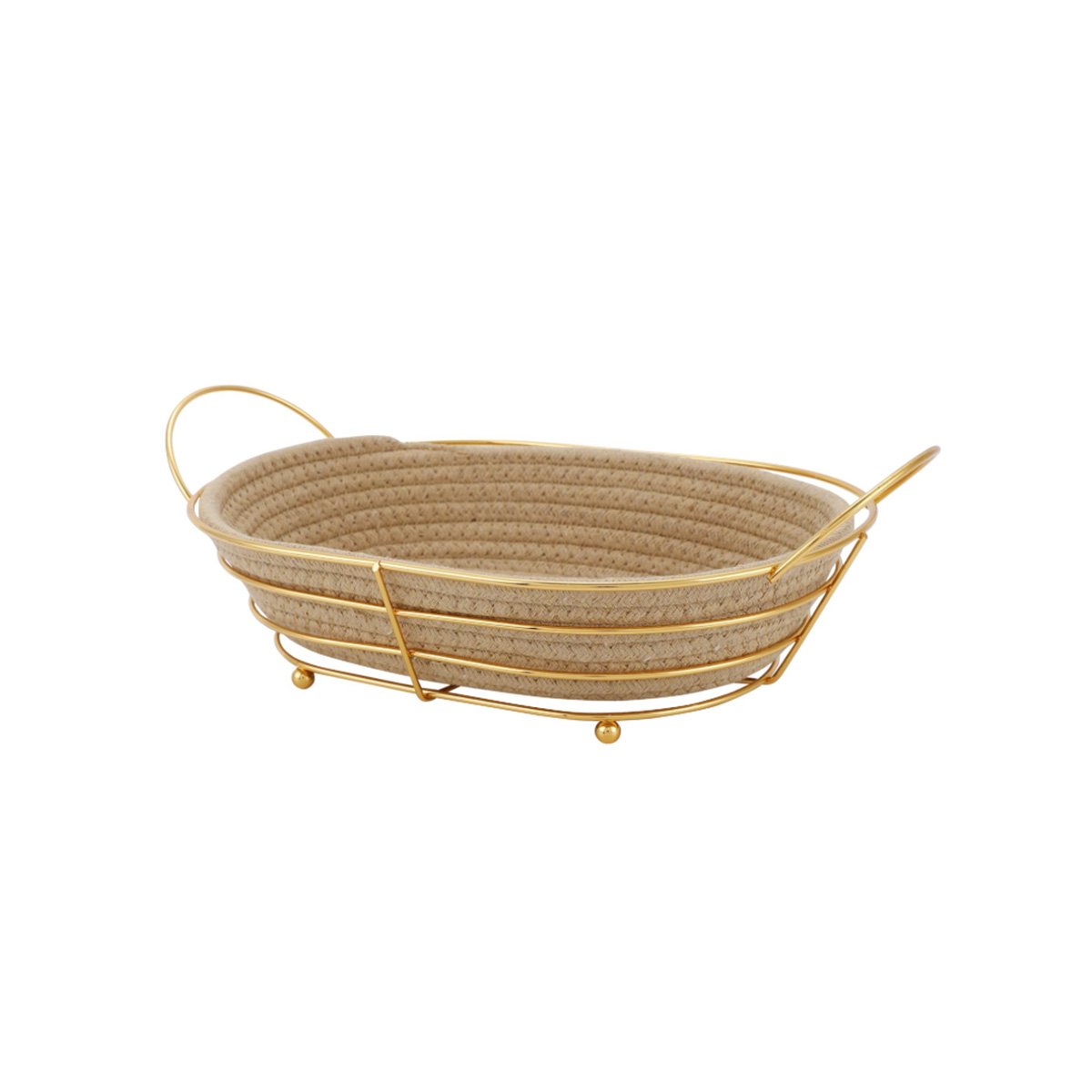 PACK2 CESTA OVALADA METAL DORADO CON MIMBRE FRUTERO DE COCINA YREGALO STICKER - 2