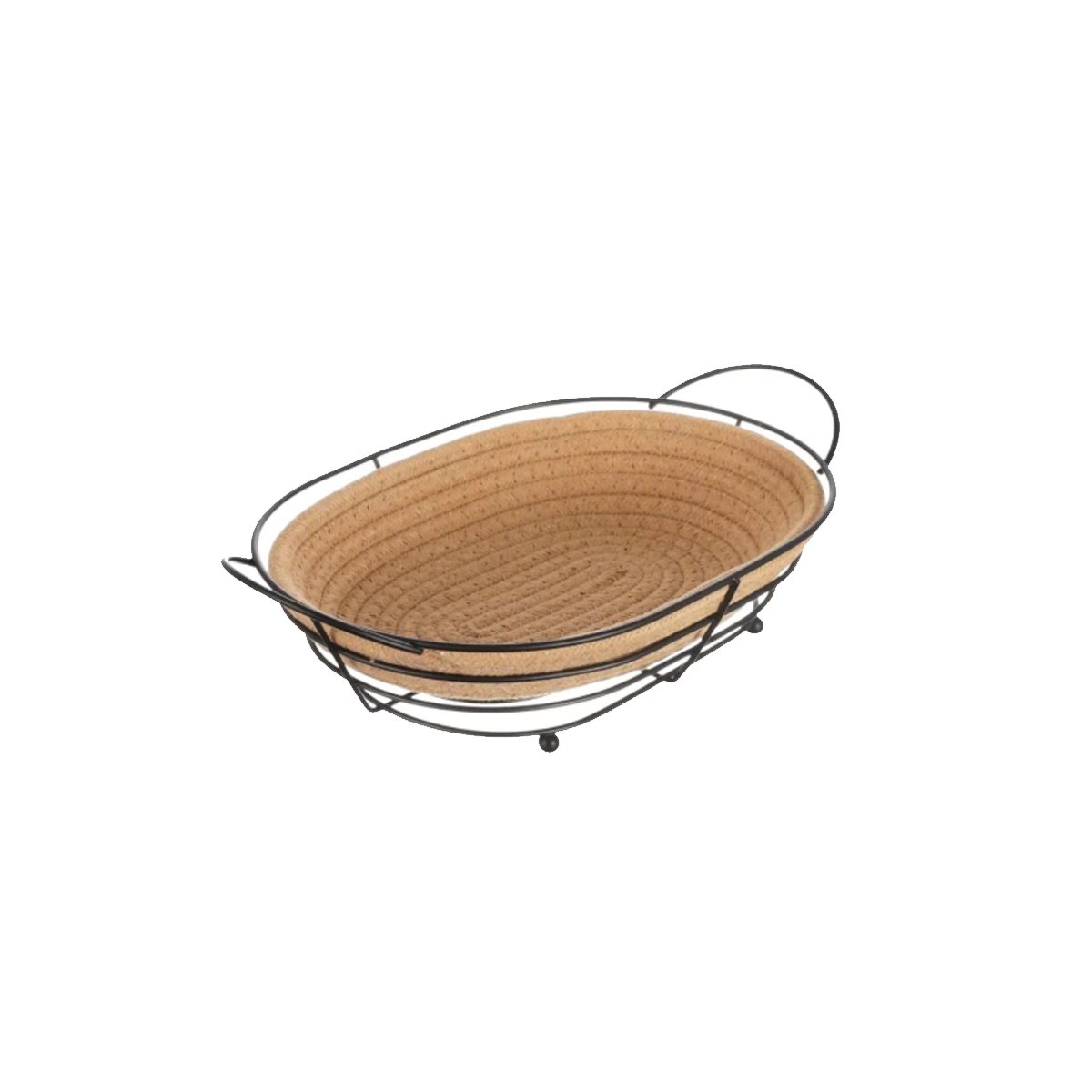 CESTA OVALADA METAL Y MIMBRE NEGRO FRUTERO DE COCINA YPAPEL REGALO - 1