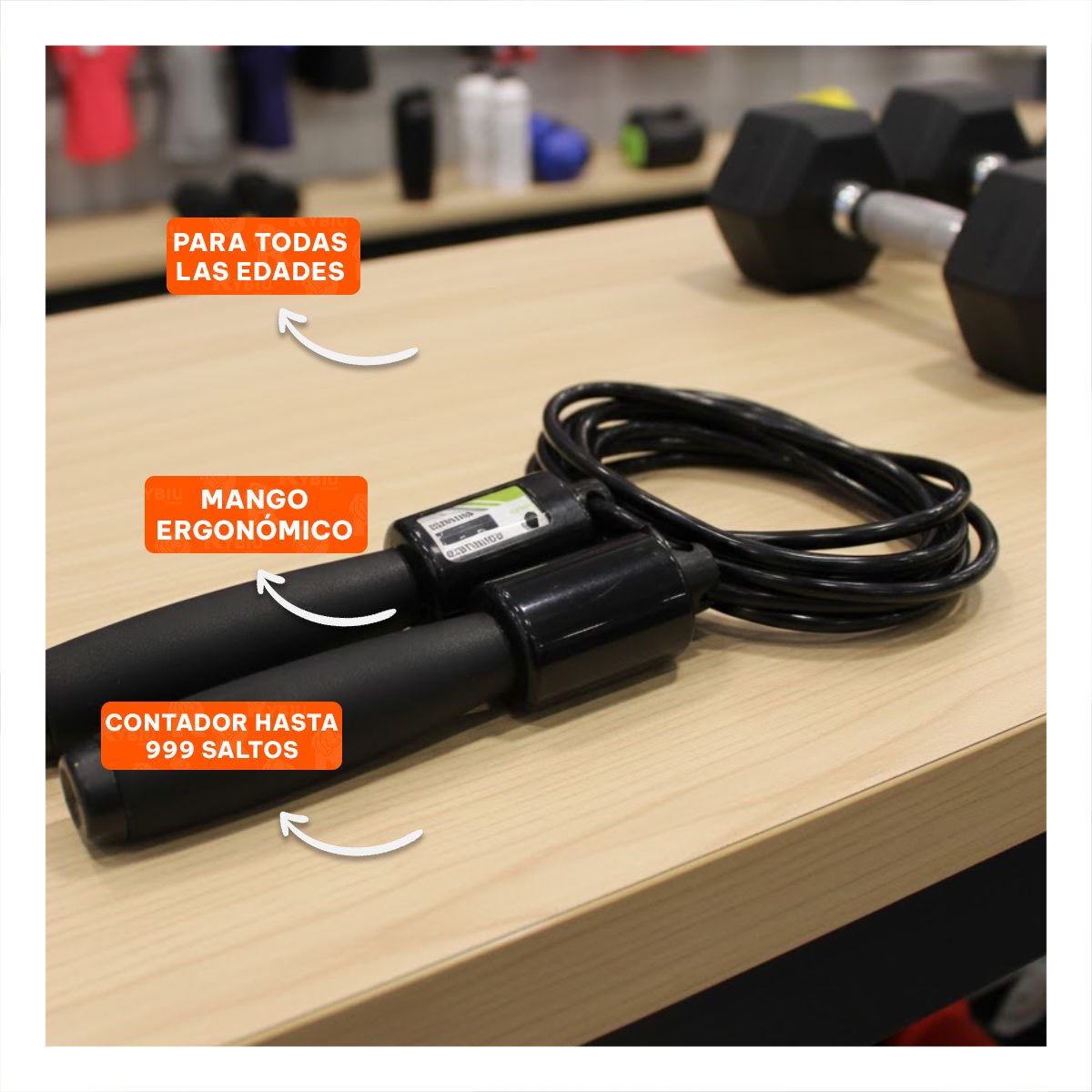 EJERCICIOS COMPLETOS CON SOGA PORTATIL PARA SALTOS NEGRO YREGALO STICKER - 5