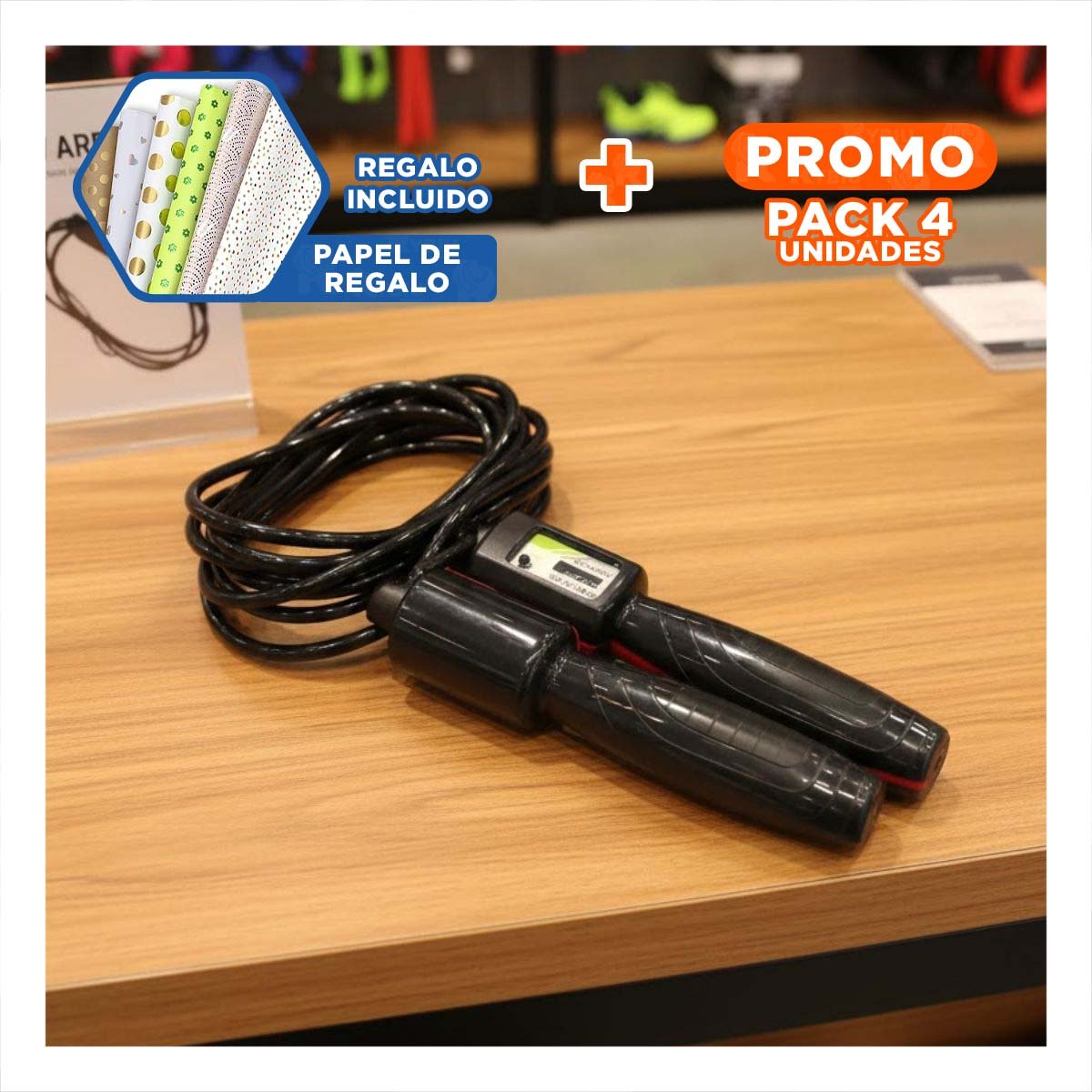 PACK4 TONIFICACION Y CARDIO CON CUERDA RESISTENTE NEGRO YPAPEL REGALO - 1