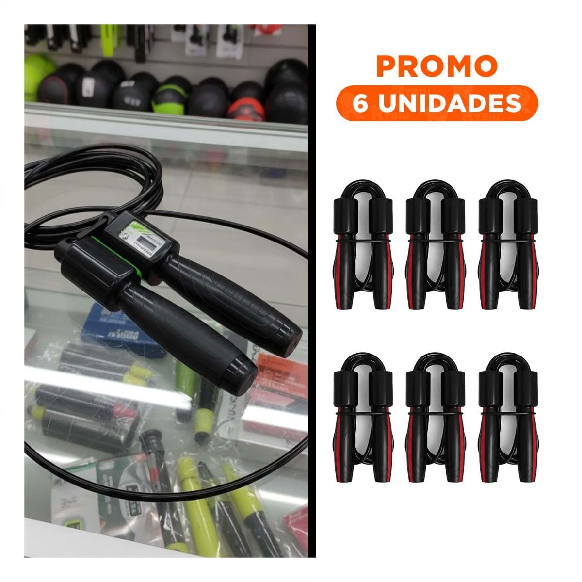 PACK6 RUTINA DIARIA CON CUERDA PORTATIL 280CM NEGRO - 1