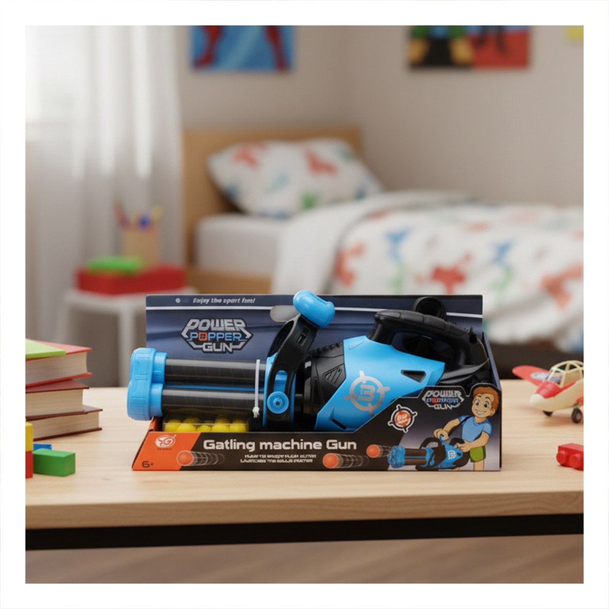 PACK2 AMETRALLADORA DE ESPUMA PARA BATALLAS DE JUEGO Y MOVIMIENTO EN AZUL - 2