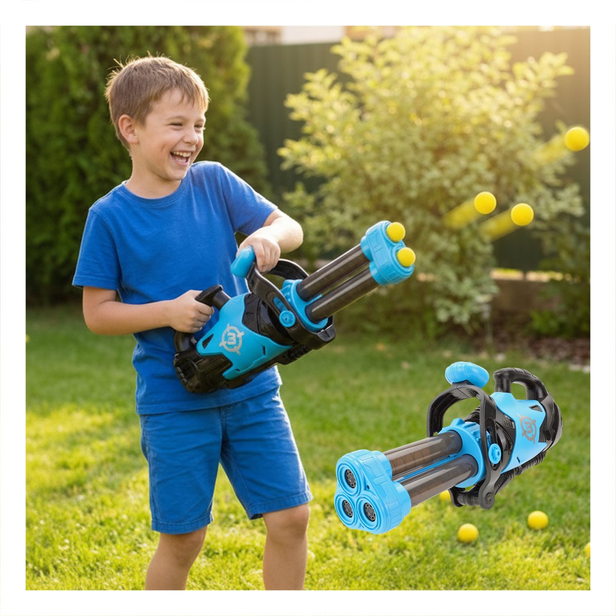 PACK2 BLASTER INTERACTIVO DE ESPUMA PARA EXPERIENCIAS DE JUEGO ACTIVO EN AZUL YREGALO STICKER - 5