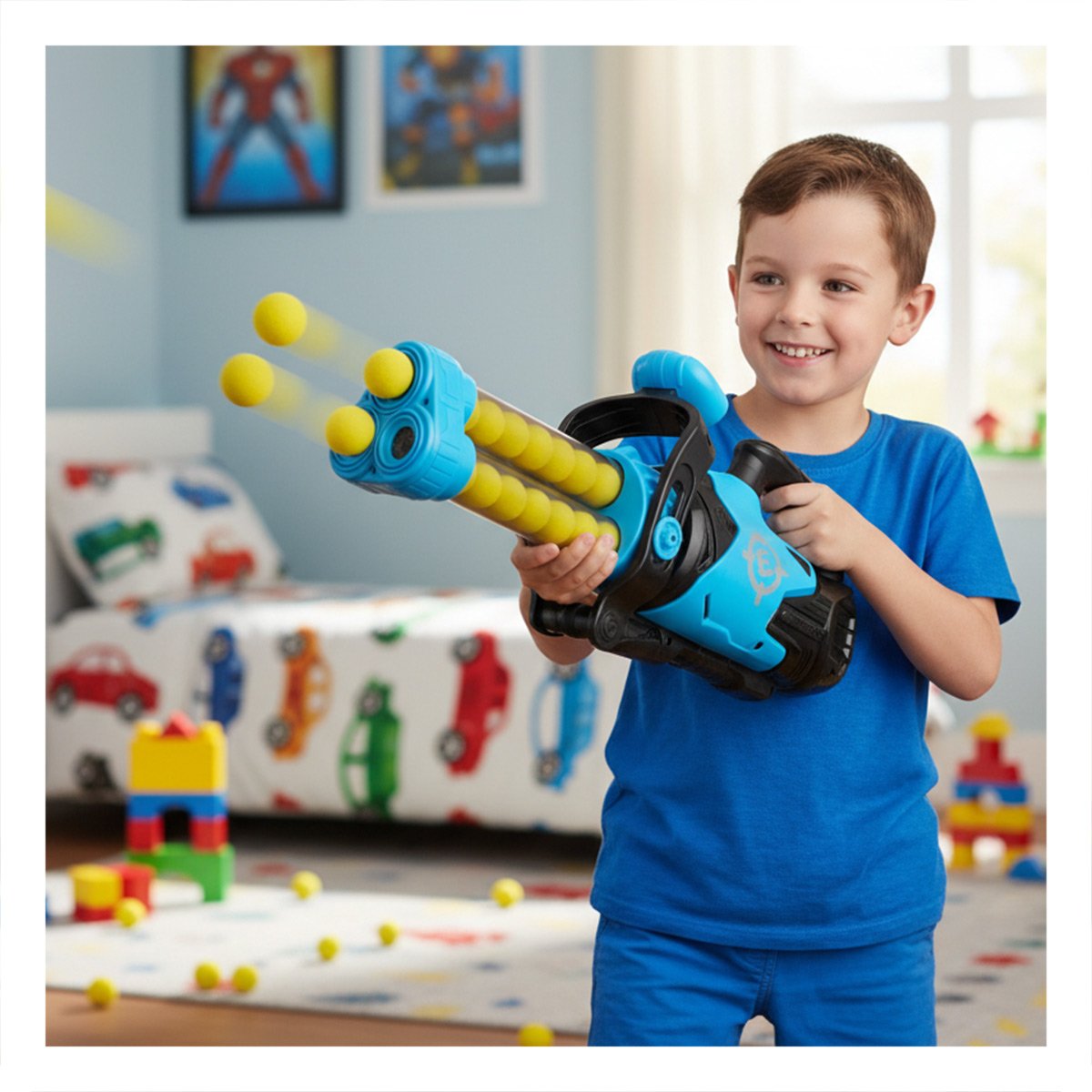 PACK2 AMETRALLADORA CON BOLAS SUAVES PARA JUEGO INTERACTIVO Y DIVERSION AZUL YPAPEL REGALO - 5
