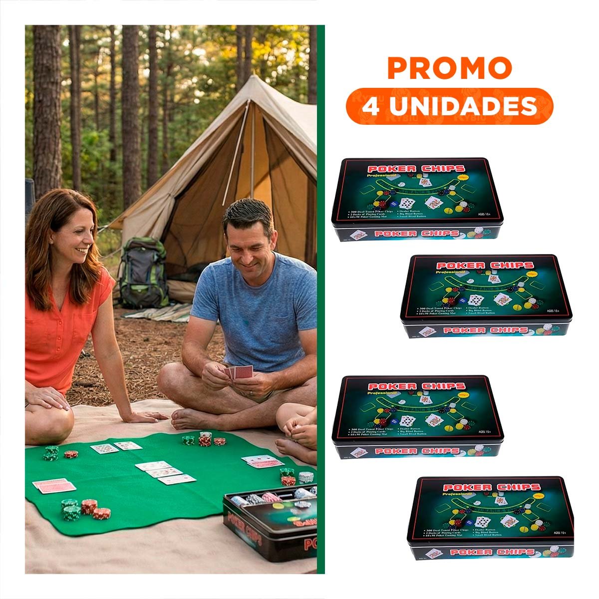 PACK4 FORMATO DE FICHAS POKER NEGRO PARA JUEGO CLASICO DE MESA CASA YREGALO STICKER - 1