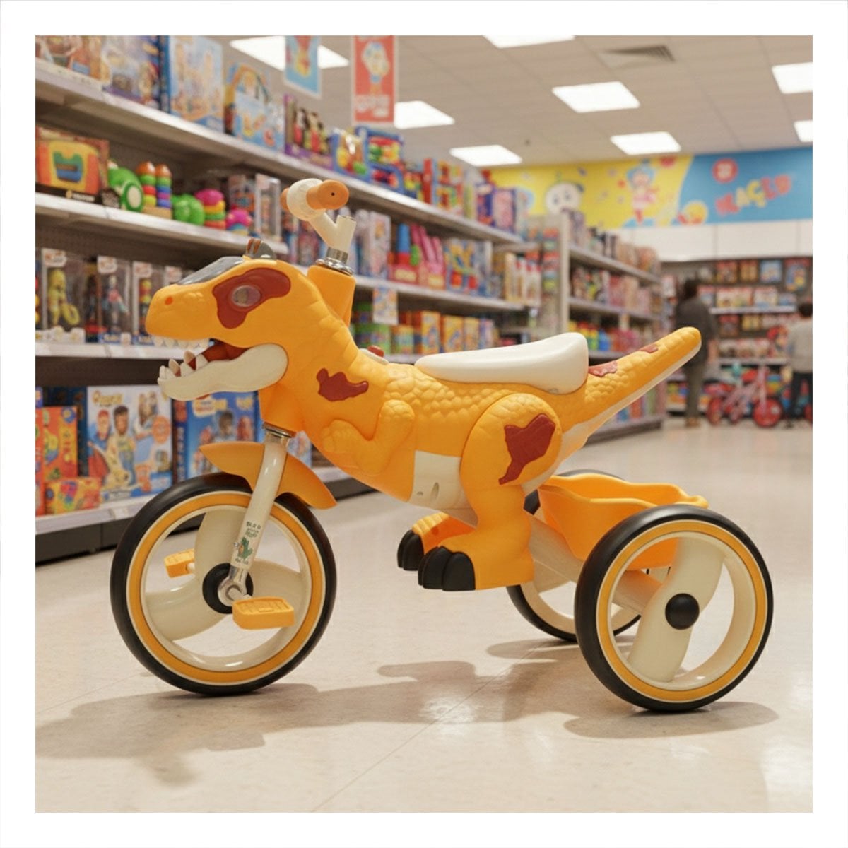 BICICLETA DE DINOSAURIO PARA USO INFANTIL EN COLOR AMARILLO 73X45X59CM YREGALO STICKER - 2