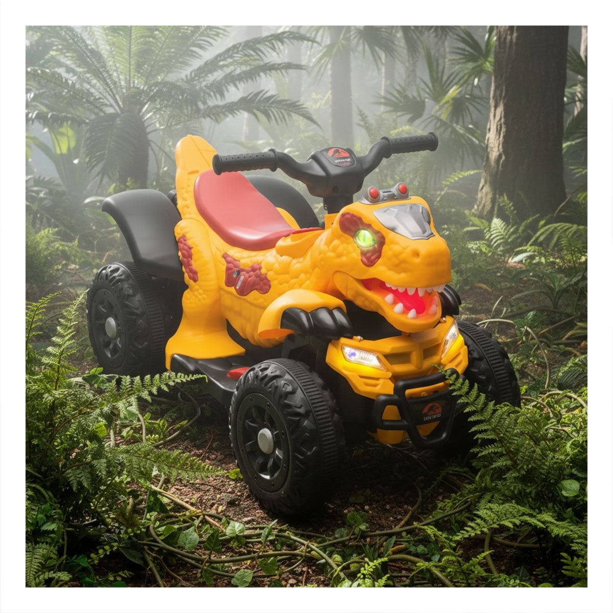PACK2 MOVIL DINOSAURIO PARA DIVERSION EN PATIO DE COLOR AMARILLO 42X72X45CM YREGALO STICKER - 3