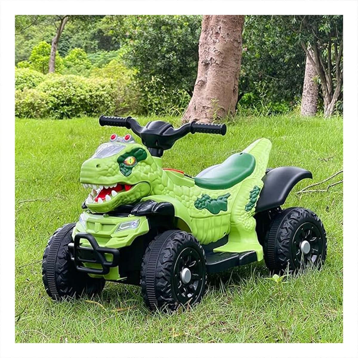 VEHICULO INFANTIL DINOSAURIO PARA JUEGO DIARIO Y ACTIVIDAD MOTRIZ TEMPRANA EN VERDE 42X72X45CM - 1