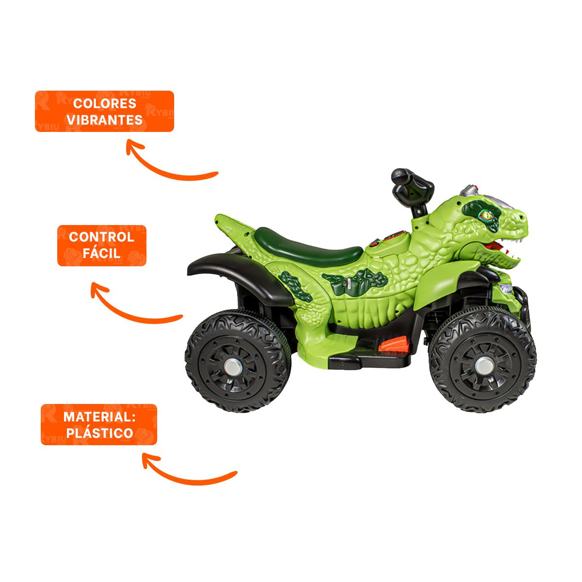VEHICULO INFANTIL DINOSAURIO PARA JUEGO DIARIO Y ACTIVIDAD MOTRIZ TEMPRANA EN VERDE 42X72X45CM - 3