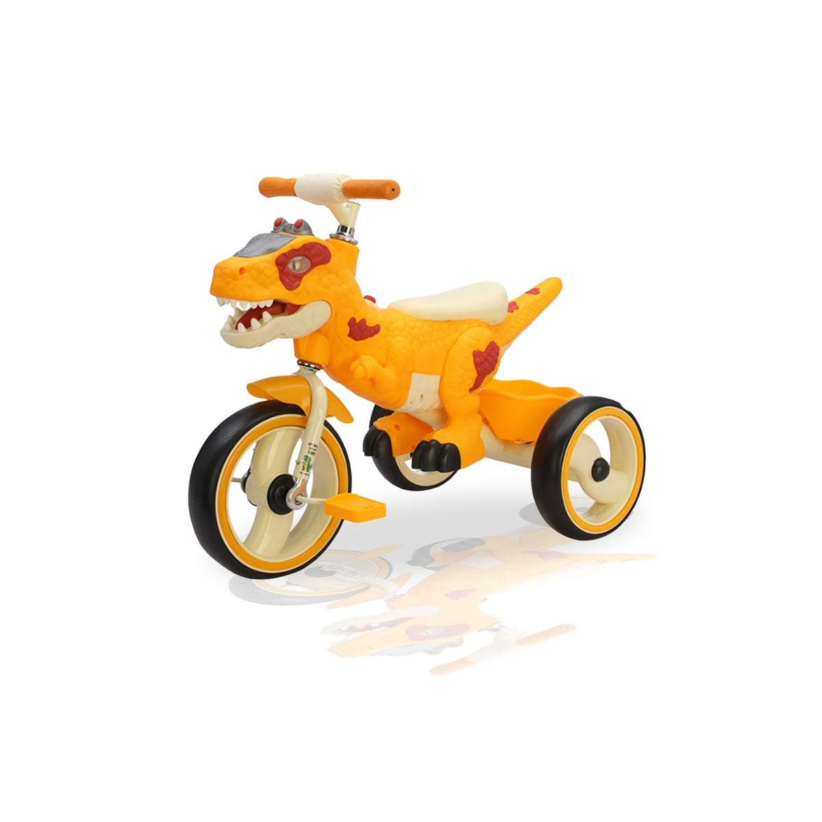 BICICLETA INFANTIL TIPO TRICICLO CON ESTILO DINOSAURIO COLOR AMARILLO 73X45X59CM YLIGAS REGALO - 3