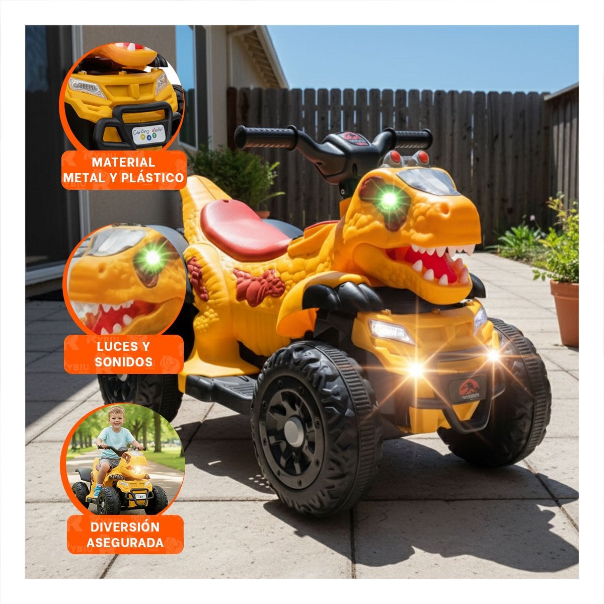 PACK2 VEHICULO CON FORMA DE DINOSAURIO PARA JUEGO COLOR AMARILLO 42X72X45CM YPAPEL REGALO - 3